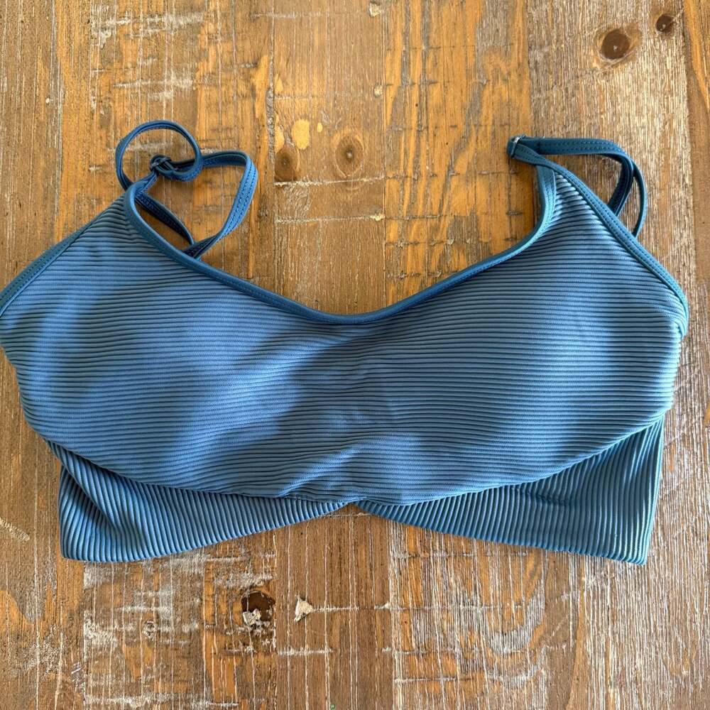 Nani Swimwear Blue Ribbed Crossover Bralette Bikini Top Size S